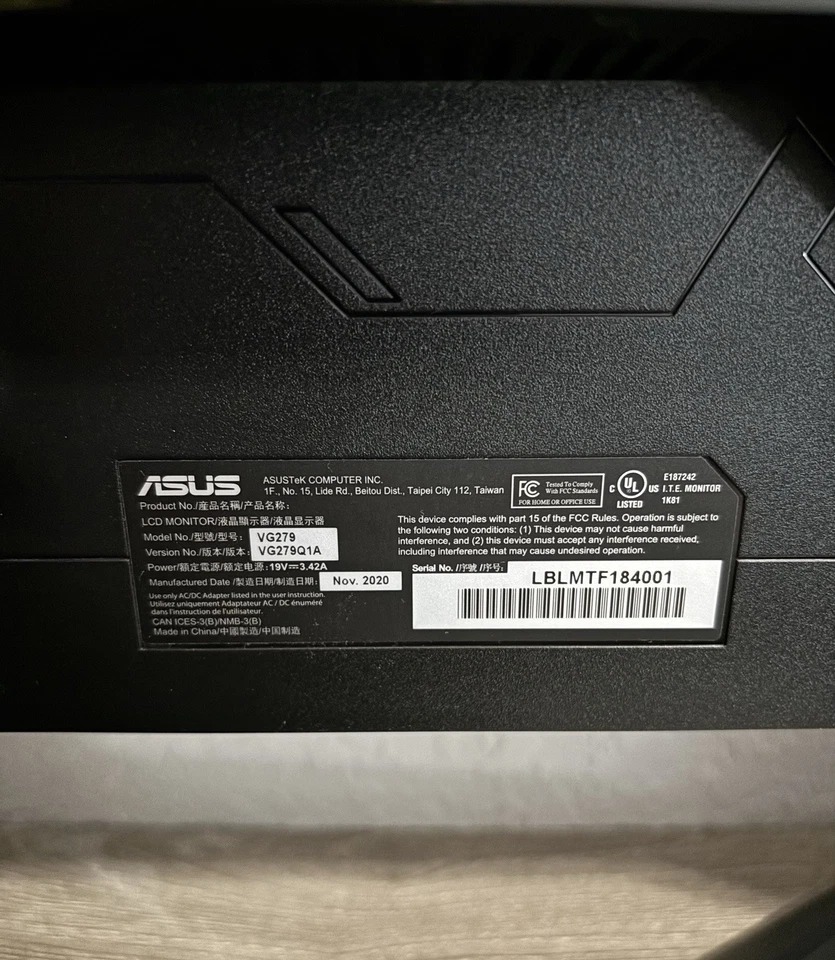 ASUS 27" VG279Q1A IPS LED 165Hz Gaming Monitor Supports 144Hz - Image 3 of 4