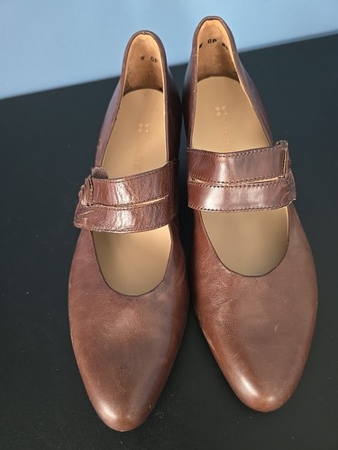 Ziera Kumfs Vail Dark Brown Leather Mary Jane Shoes Wedge Heel Size 39W - Picture 3 of 12
