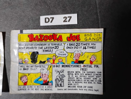 Vintage Bazooka Joe 1968 Kaugummi Comic gewachste Verpackungen Lot-10 Serie D7 14 bis 41 - Bild 8 von 12