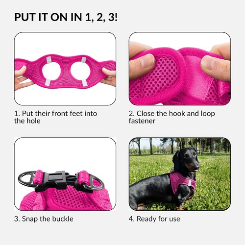 Arnés reflectante Step-in para perros cualquier clima malla de aire para perros SM-M talla M rosa - Imagen 5 de 5