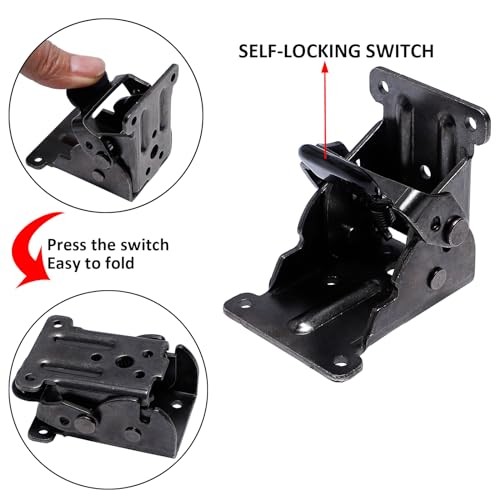 Folding Table Legs, Folding Bracket, self-Locking Hinge Screws, black-4pcs - Bild 2 von 5