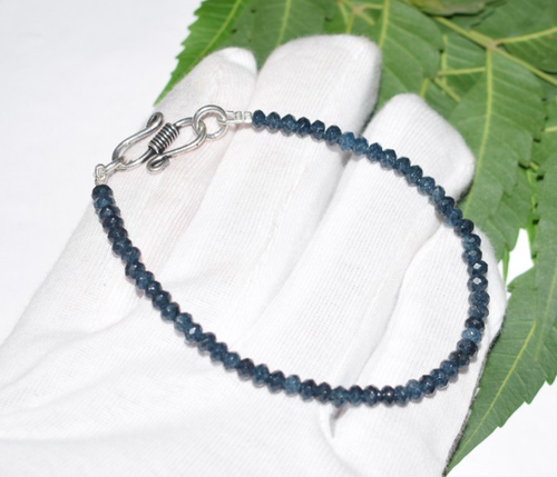925 Sterling Silver 8 Inch Bracelets Blue Sapphire Dyed Gemstone Christmas Gift - Picture 12 of 21