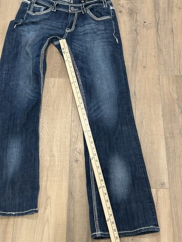 Rock & Roll Cowgirl Riding Jeans Women 31x36 (31x34) Western Boot Cut Blue Denim - Picture 12 of 14
