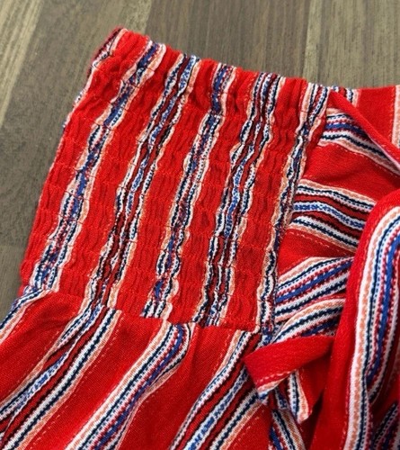 Red White Blue Striped City Chic Skirt Flowy Size XS/14 Elastic Tie Waist NWTs - Picture 3 of 9