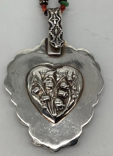 Collar de cuentas Ju-Ju con incrustaciones de corazón de plata esterlina Benny & Valerie Aldrich ÚNICO EN SU CLASE - Imagen 7 de 16