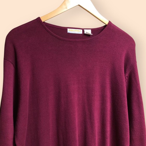Vintage 80s/90s Brooks Brothers Cotton Burgundy Knit Sweater Hong Kong Women’s L - Picture 3 of 8