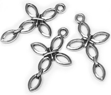 Cross Charms Jewelry Making Silver- Mini Cross Pendants for Bracelet Crafting, N