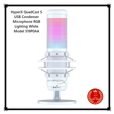 HyperX QuadCast S USB Kondensator Mikrofon RGB Beleuchtung weiß Modell 519P0A...
