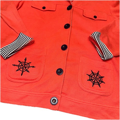 Breckenridge Sunkist Orange Nautical Button Up Cardigan Sweater Women’s Plus 1X - Picture 2 of 9
