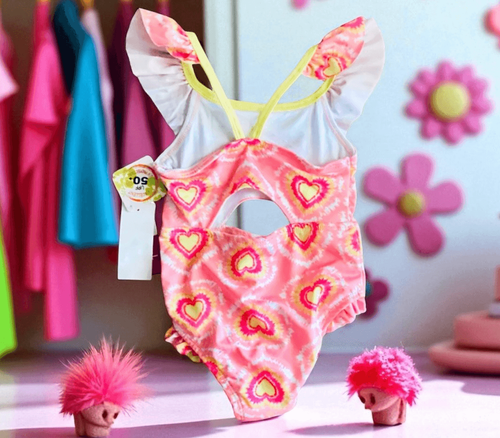 NWT Penelope Mack Sz 4 Girl's Kid Pink & Yellow Heart Tie-Dye One Piece Swimsuit - Picture 12 of 16