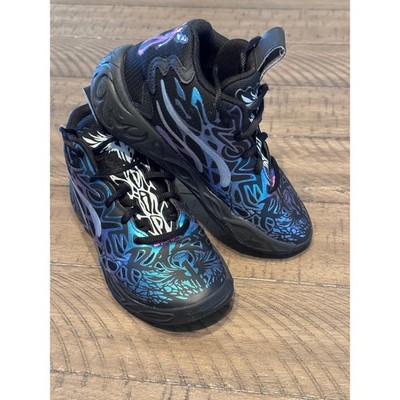 Puma MB.03 LaMelo Ball Kids Basketball Shoes Black Blue Iridescent 311869-01 2C
