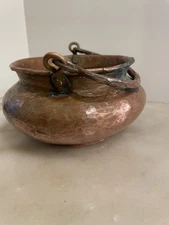 Antique Hand Made Solid Copper Pot With Copper Handle