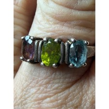 Sterling Silver Trio Gemstone Ring size 10