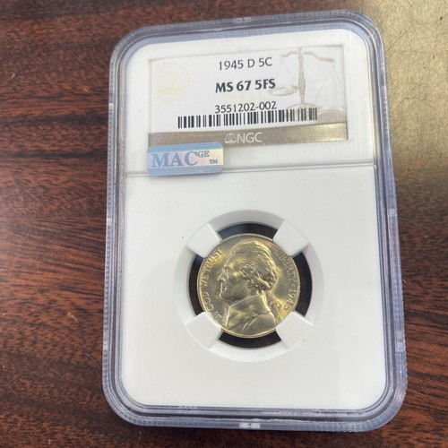1945 D Nickel Jefferson NGC MS-67 5FS - Picture 1 of 4