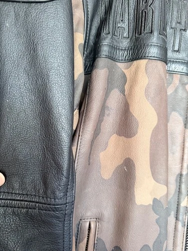 Harley Davidson Camo Leather Jacket Mens Large Nightfall HD-236 image 16