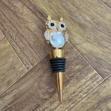 Rhinestone Owl Wine Bottle Champagne Bottle Stopper Gold Pretty 