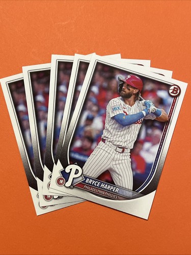 ππ©΅ Bryce Harper 2025 Bowman #3 Paper Base Lot Of 5 Cards
