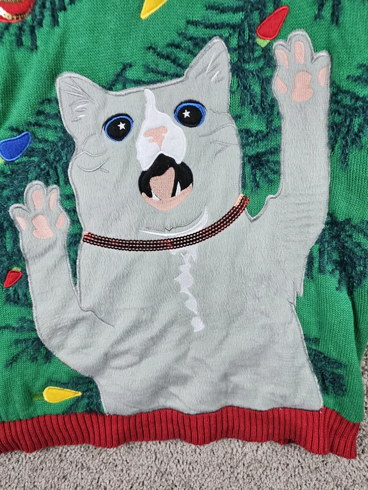 Suéter para mujer Blizzard Bay manga larga gris loco gato feo Navidad pequeño Foto 3 de 4