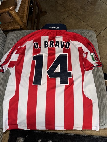 Camiseta Chivas de Guadalajara JVC Auténtica Omar Bravo # 14 México Jersey De Colección