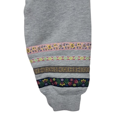Hanna Andersson Sweatshirt Girls 12 (150 CM) Gray Ribbon Floral Trim Boho Artsy - Picture 5 of 11