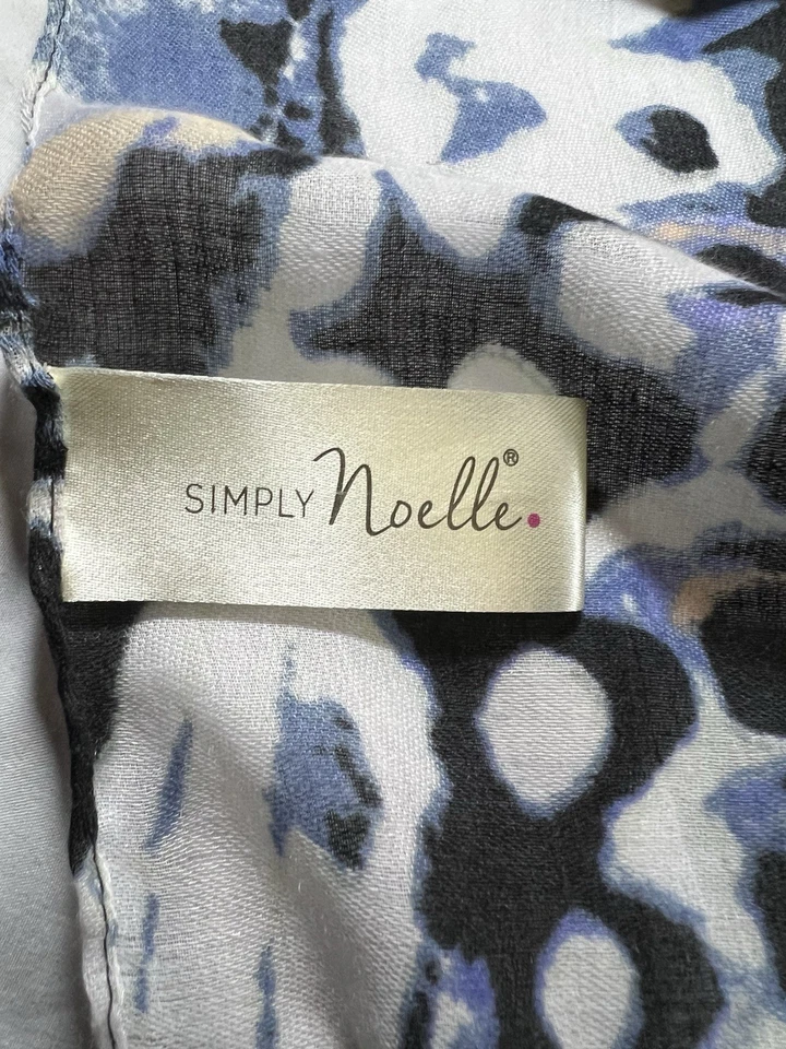 Simply Noelle Polyester Soft Blue Black Geometric Pattern Boho Bohemian Scarf - Image 4 of 4