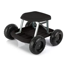 Gardening Stool - Rolling Garden Seat with Wheels and Storage Tool Tray - 