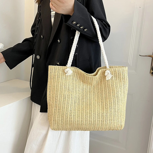 Bohemian Stroh Beuteltasche Tasche große Kapazität gewebt Strand Handtasche Sommer Handtasche - Bild 9 von 20