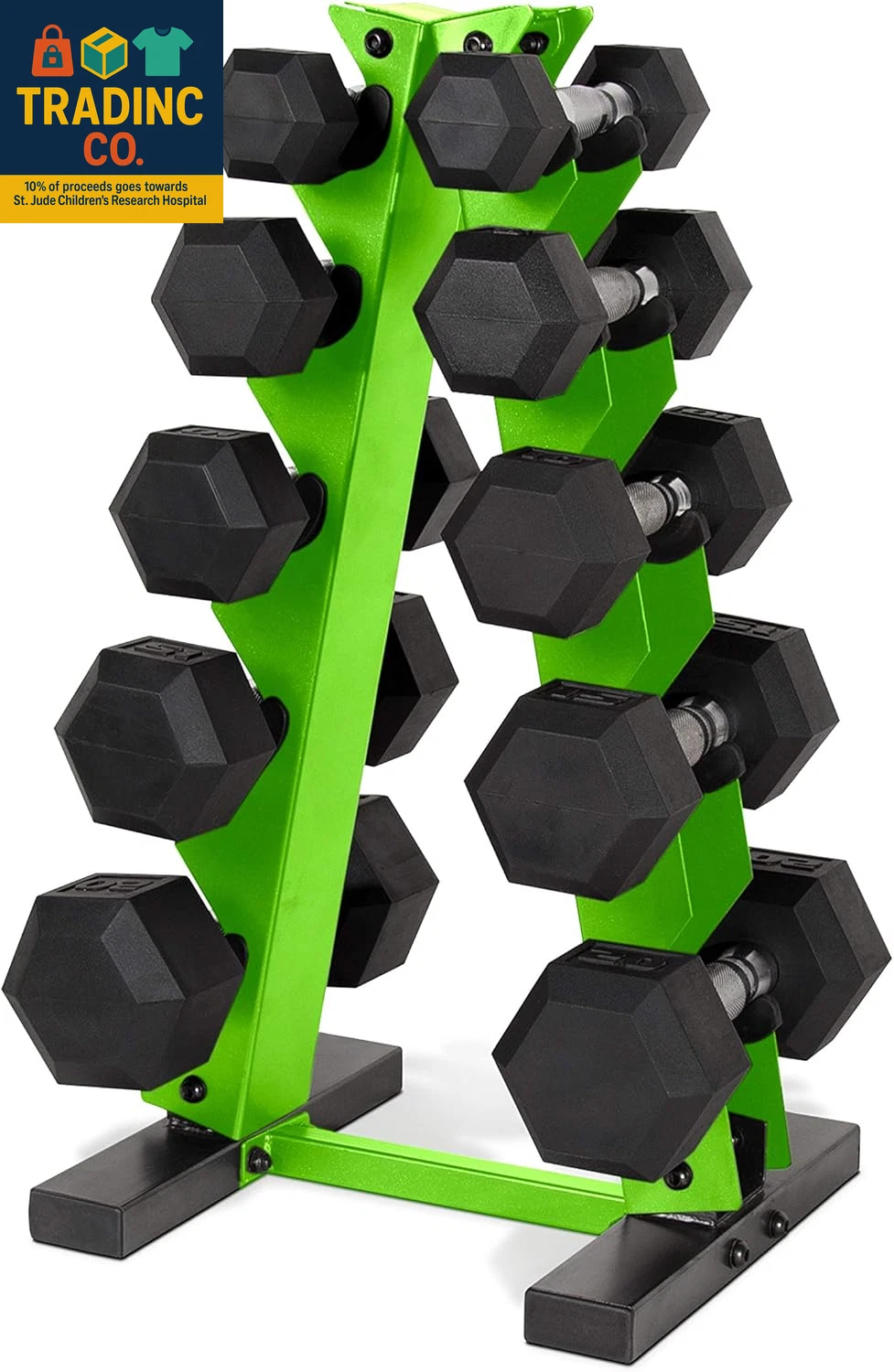 150 LB Coated Hex Dumbbell Weight Set with Vertical Rack | Multiple Options