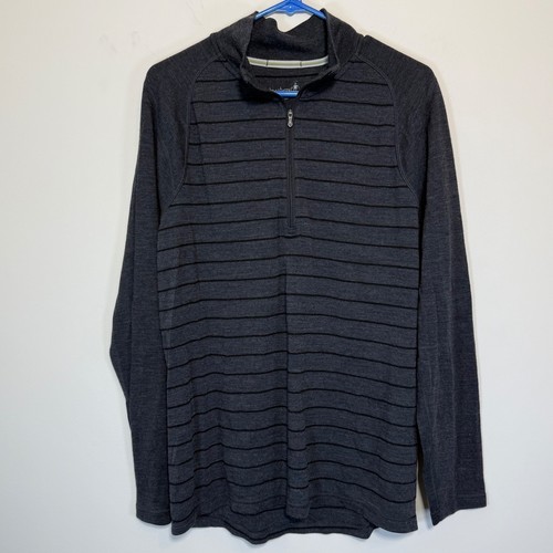 Smartwool 100% Merinowolle Pullover Herren Large Langarm 1/4 Zip Pulli SIEHE