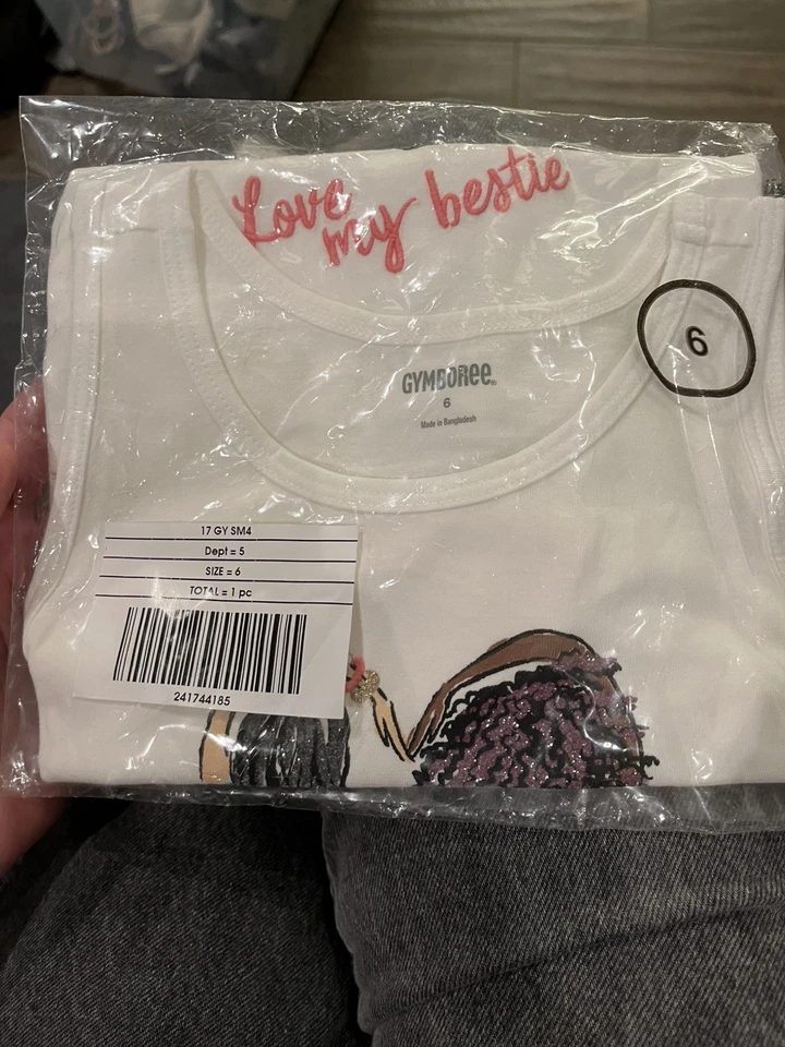 NUEVO Top Original 2017 GYMBOREE Niña Besties con Brillo y Bordado, Talla 6 Foto 3 de 3