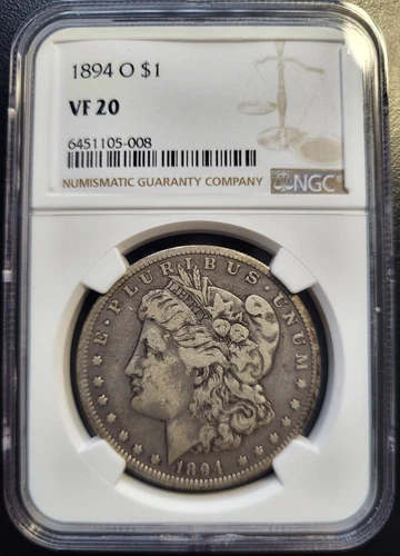1894 O Morgan $1 Silver Dollar. NGC VF 20