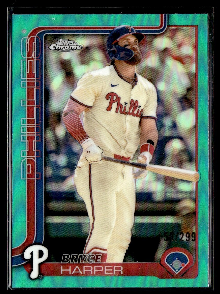 2025 Topps Chrome Teal Refractor Bryce Harper 150/299 Philadelphia Phillies #150