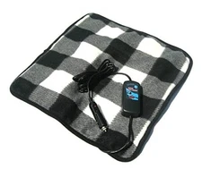 Trillium Worldwide  12-Volt Heated Mini Travel Pad Plaid, (TWI Black & White