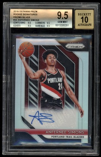2018-19 Panini Prizm Silver Anfernee Simons Rookie BGS 9.5 Auto 10 Low Pop RC - Picture 2 of 3