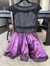 Weissman Adult Small Dance Costume Blk Sequin Top Romper Shorts Purple Skirt