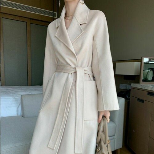 Mantel Gürtel 100% Wolle Trenchcoat Damen Winter doppelseitig Kaschmir - Bild 7 von 18