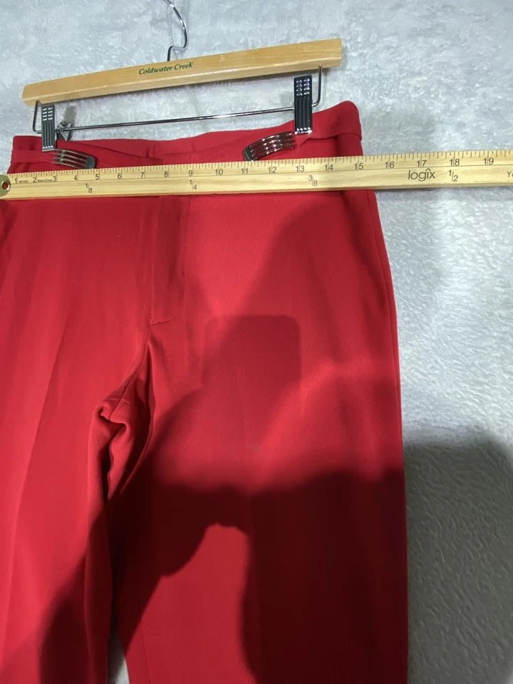 Bacci Design Italy Dress Pants Women’s Size 8 (30X32.5) Red Flare Leg Belt - Image 3 of 4