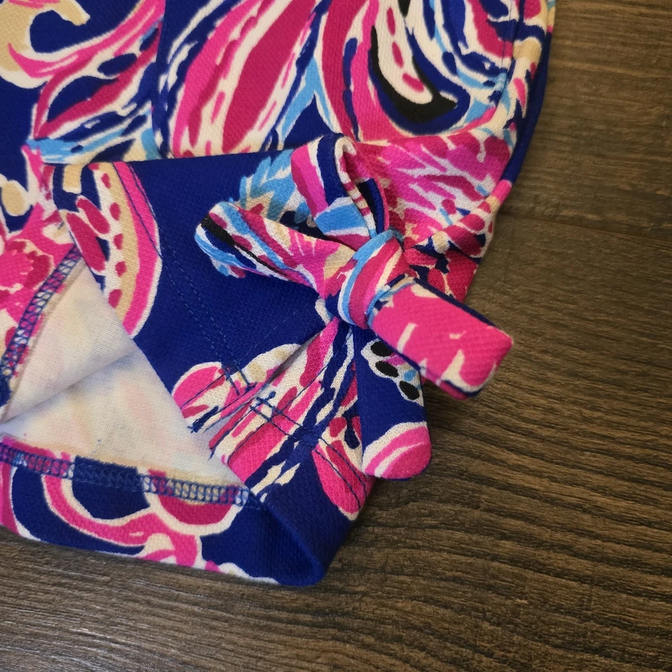 Lilly Pulitzer XS Girls Blue Pink Paisley Print Knit Shift Dress Preppy - Image 4 of 4