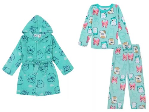 Squismallows 3 Piece Hooded Robe & Pajama Set Girls Size 4 X-Small Sleepwear New