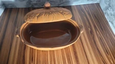 Vintage Terracotta Clay Bakeware Boston Trading House Vegetable Roaster with Lid