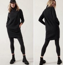Athleta Black Cozy Karma Mock Neck Sweatshirt Dress Women’s L/T Long Sleeve Soft