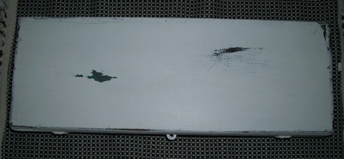 Antike primitive rustikale gealterte weiße Farbe Holz Werkzeugkiste Bauernhaus Truhe - Bild 4 von 9