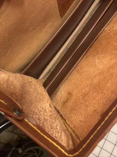 Vtg TravelGard CHENEY Lock ENGLAND Briefcase Document Bag Worn Leather Executive - Picture 7 of 18