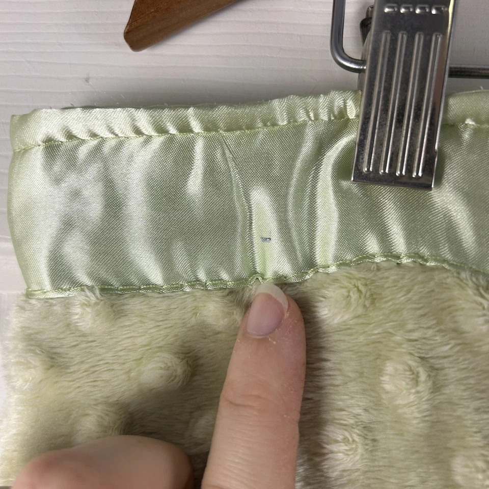 Wegmans Welcome to the Family Sweet Pea Baby Blanket Green Minky Dot Satin Silky - Image 3 of 4