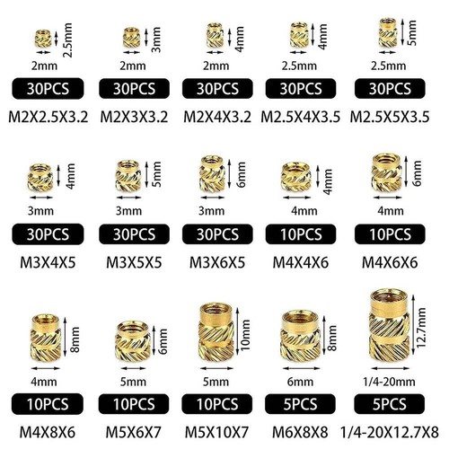 300 Stück Gewindeeinsatz Set M2-M6 für 3D Druck Einpressmutter Gewindeeinsätze - Bild 2 von 12