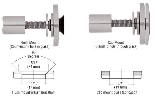 CRL Brushed Stainless Steel Rigid Combination Fastener for 3/8" (10 mm) - 5/8" - Picture 3 of 5