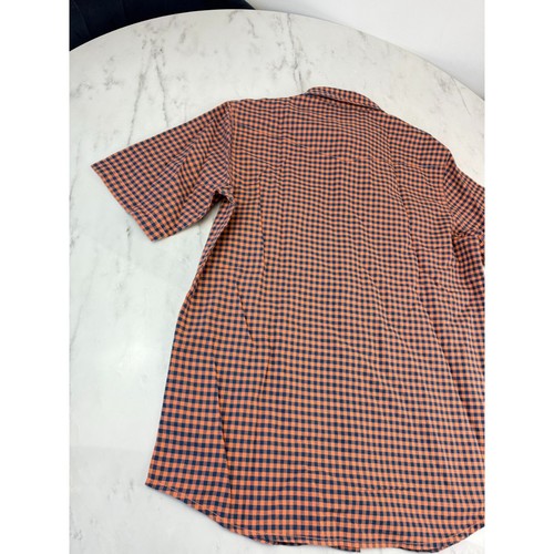Camisa Wrangler Western Check Para Hombre Mediana Manga Corta Perla A Presión Naranja Azul - Imagen 8 de 9