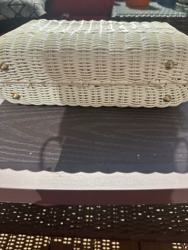 Borsa a mano donna vintage ADG Fashion Imports in vimini bianco - Foto 9 di 15