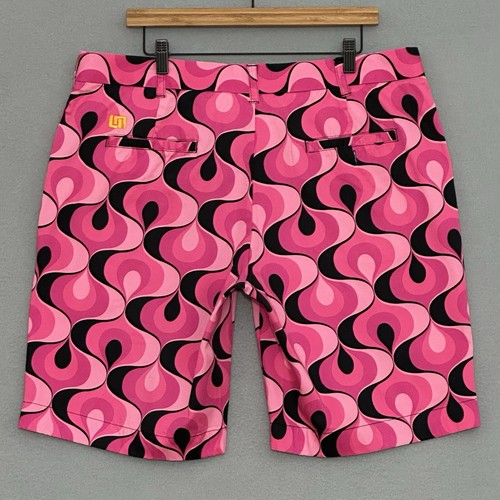 Loudmouth LM Mens Shorts 38W Lava Lamp Pink Black Colorful Bermuda Golf Sports - Picture 4 of 13