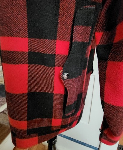 Filson Mackinaw Wool Cruiser Red Black Plaid Mens S UNION MADE USA 1960's - Picture 6 of 12